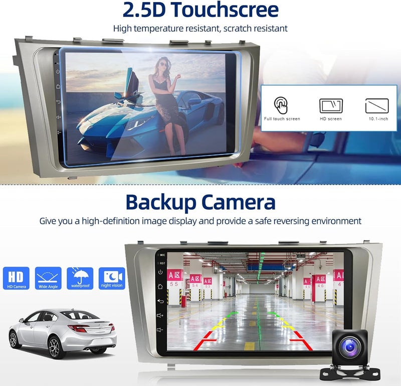 Podofo 2+32G Android 13 Car Stereo for Toyota Camry 2006 2007 2008 2009 2010 2011, 9 Inch HD Touchscreen Radio, Wireless CarPlay Android Auto GPS WiFi Bluetooth FM/RDS SWC Dual USB HD Backup Camera - Image 5